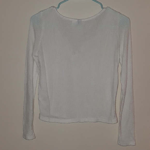 White Ribbed Lace Up Crop Top - Picture 3 of 3